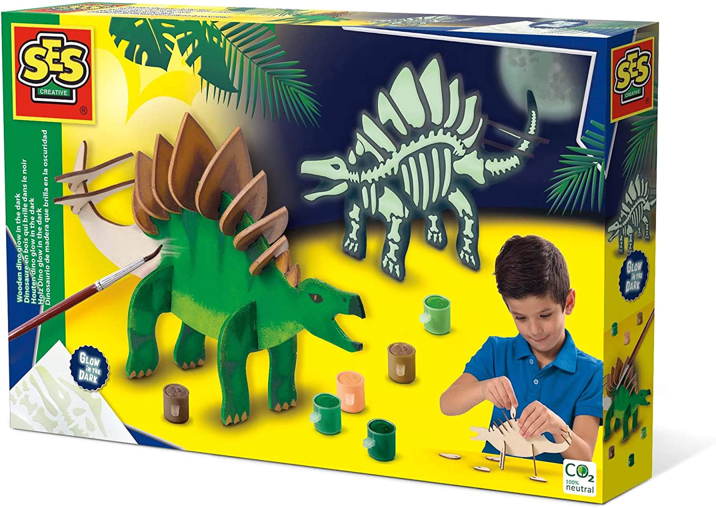 Dinosaurio de madera que brilla en la oscuridad – SES Creative