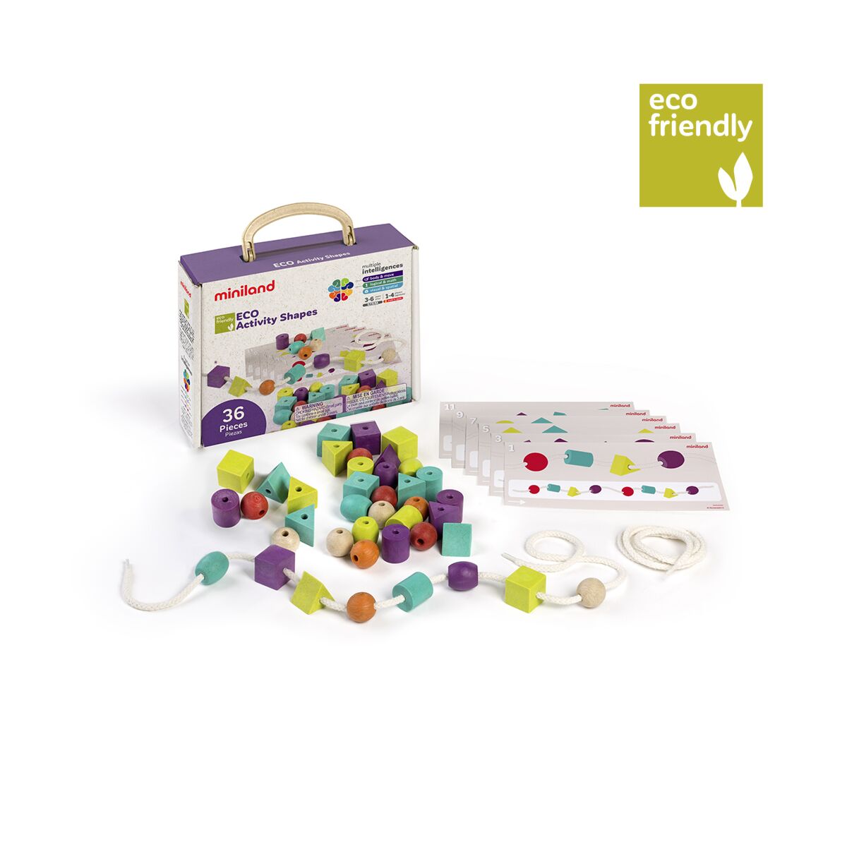 Juego de ensartar ECO Activity Shapes - Miniland
